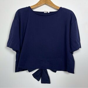 GAP Women’s Navy Blue Short Sleeve Crop Tie Back Top Size Medium‎